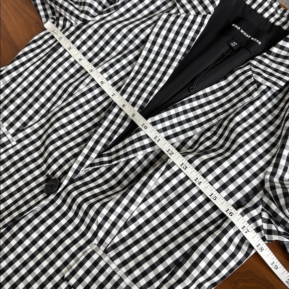 Who What Wear Black White Gingham Check Puff Sleeve Blazer Size Medium - Picture 7 of 8